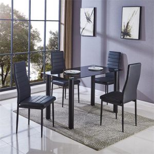 PACK MESA + 4 SILLAS NEGRO