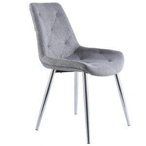 SILLA MARLENE TEJIDO GRIS PATA CROMO