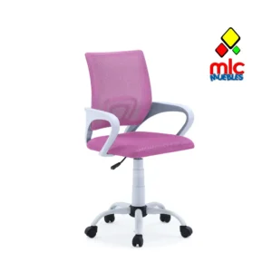 Silla giratoria Line rosa con respaldo de red (1)