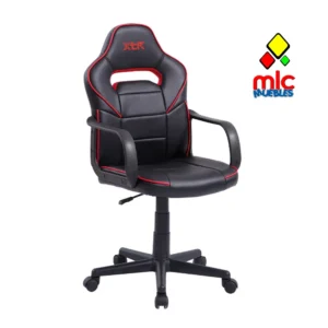 Sillón giratorio XTR Junior símil piel blanco fresa y negro rojo (1)