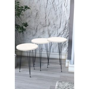 JUEGO 3 MESAS AUXILIARES BLANCO
