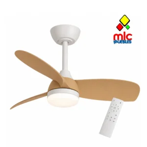 Ventilador LED DC blanco y madera clara 7027 3 aspas 91 cm (8)