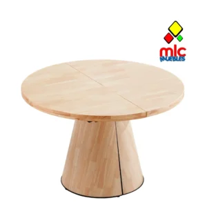 Mesa comedor extensible redonda madera Kenia roble Nordish 120-200 (1)