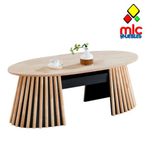Mesa de centro oval elevable Grove madera roble con cajones (1)