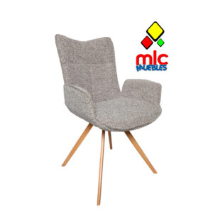 Silla comedor Mireia tapizada gris patas metálicas. (1)