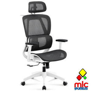 Sillón giratorio de oficina transpirable negro ergonómico (1)