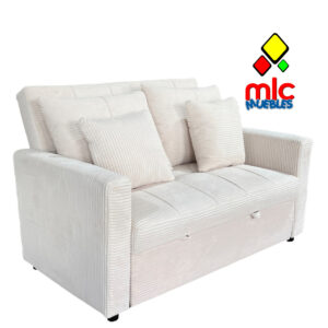 Sofá cama diván 140 cm corduroy versátil con respaldo reclinable y reposapiés extensible