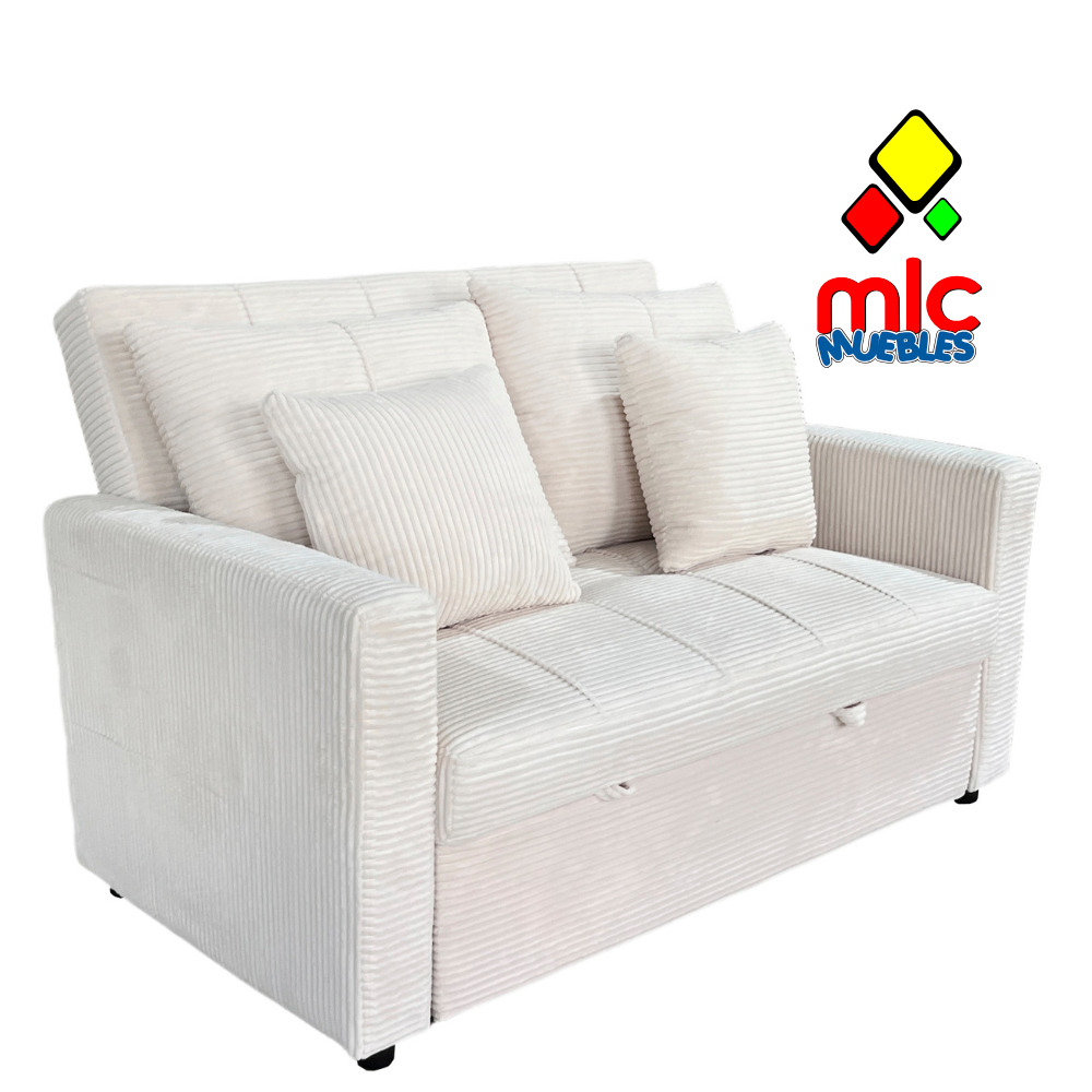 Sofá cama diván 140 cm corduroy versátil con respaldo reclinable y reposapiés extensible