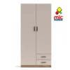 armario ELBA 2 puertas con cajones madera beige