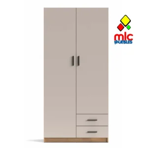 armario ELBA 2 puertas con cajones madera beige