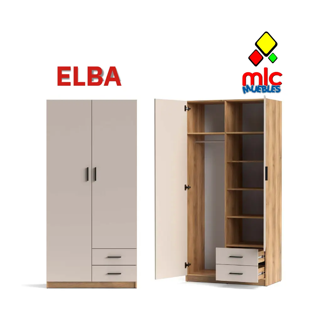 armario ELBA interior con estantes y barra