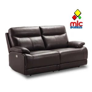 sofá relax eléctrico bilbao de piel reclinable 3 plazas color marrón