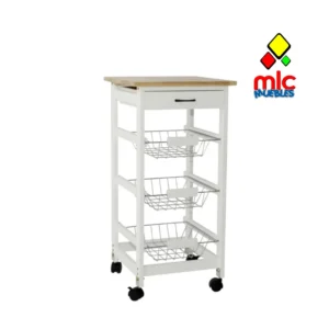 carro auxiliar cocina con cajon y ruedas blanco