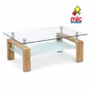mesa centro cristal con bandeja inferior