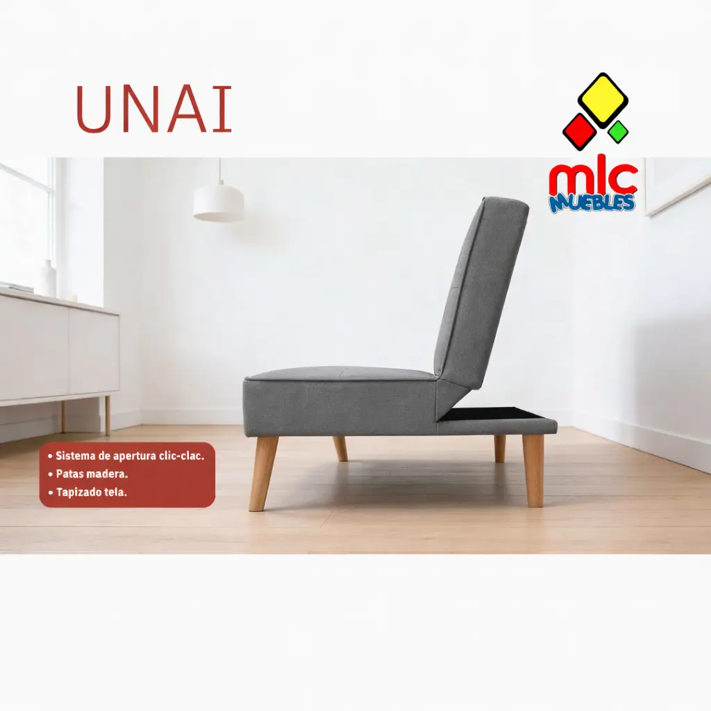 sofá cama unai clic clac gris moderno