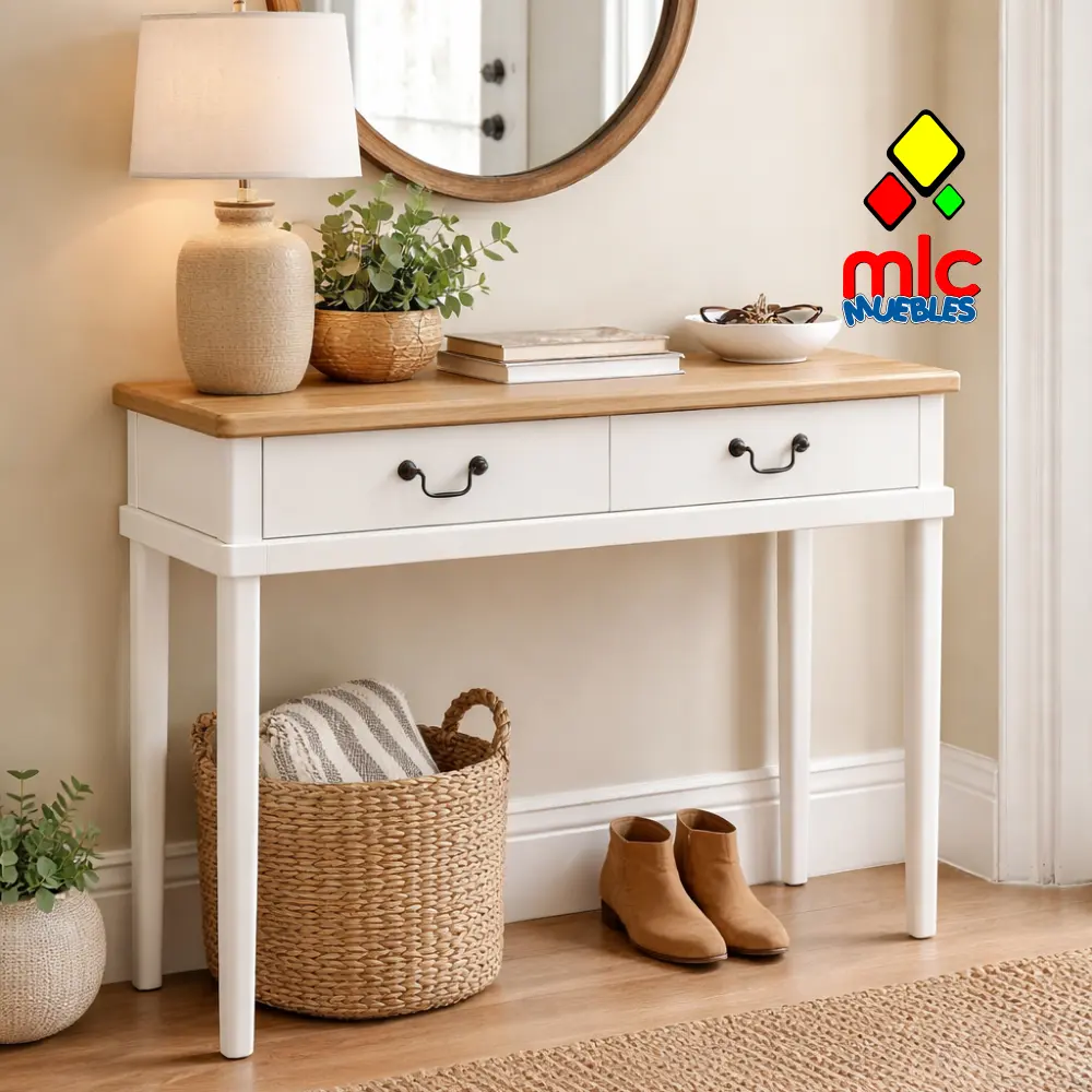 Consola entrada 1 mueble recibidor Amelie blanco elegante