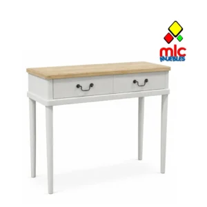 consola Amelie blanca con 2 cajones y madera