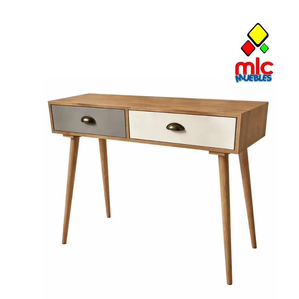 Consola entrada moderna Rubi con cajones y patas de madera estilo nordico