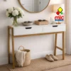 Consola w 1 mueble recibidor blanco y bambu moderno
