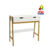 Consola w consola de entrada blanca y bambu con 2 cajones