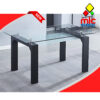 mesa comedor cristal templado sensei rectangular patas negras moderna
