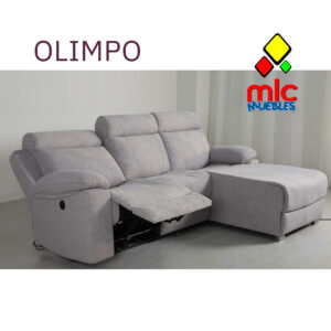 sofá chaise longue relax Olimpo gris con motor eléctrico y asientos reclinables