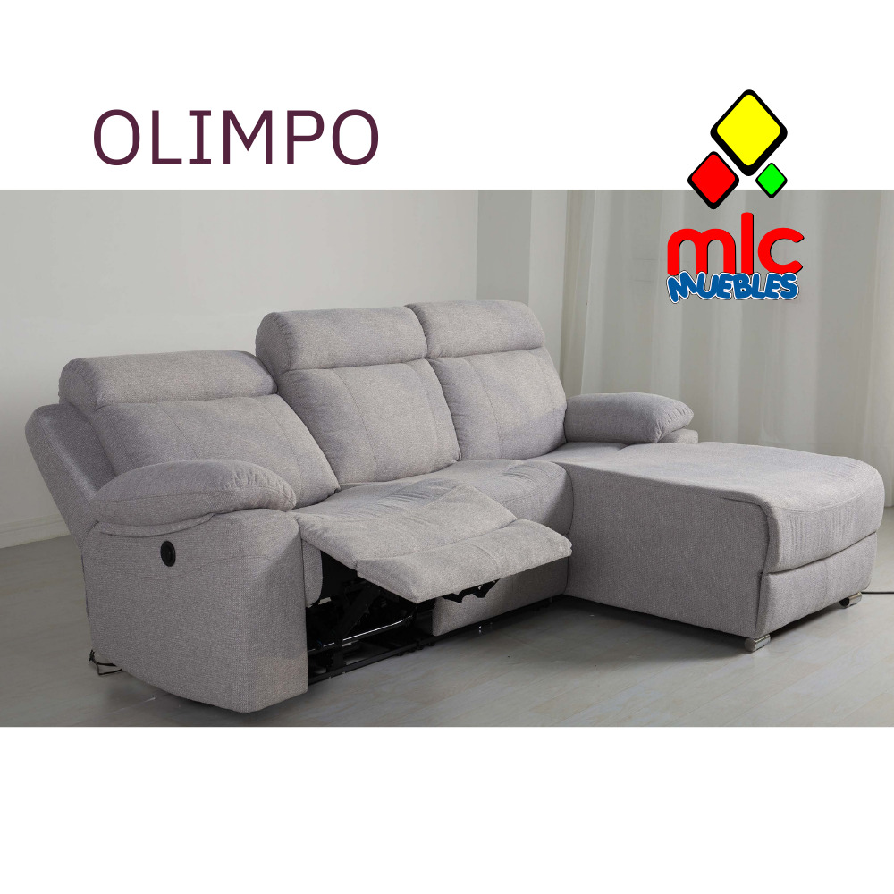 sofá chaise longue relax Olimpo gris con motor eléctrico y asientos reclinables