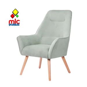 butaca BRUGES menta moderna con patas madera