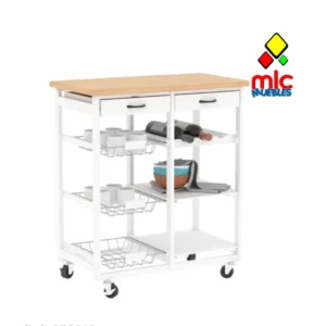 carro auxiliar cocina blanco con cajones y ruedas