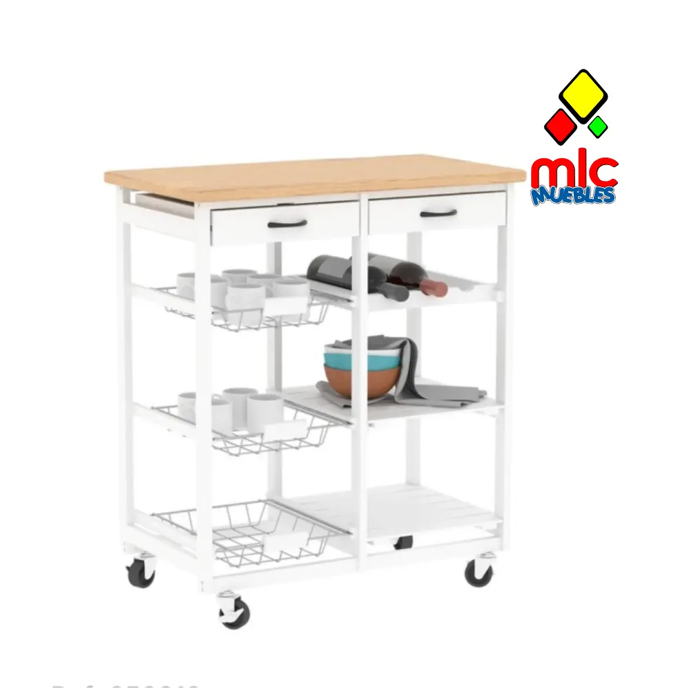 carro 3 carro auxiliar cocina blanco con cajones y ruedas