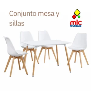 conjunto comedor Dinamarca con sillas Fina blancas