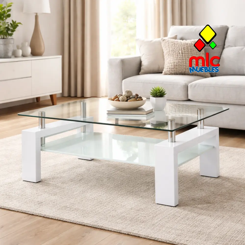 mesa centro moderna con cristal templado