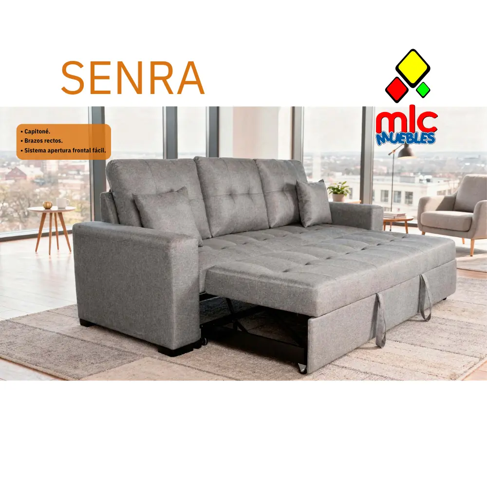 senra 2 sofá cama capitoné moderno