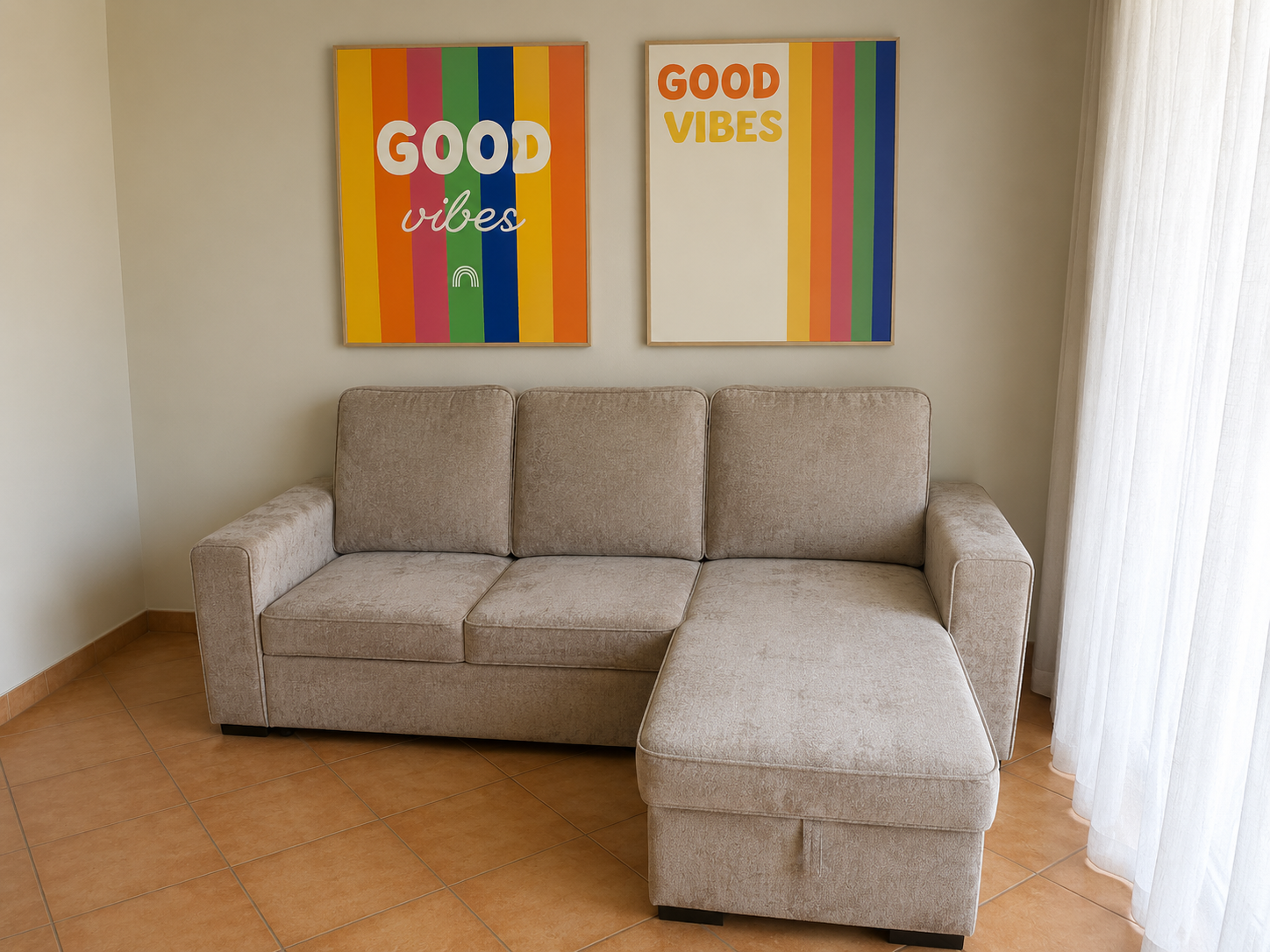 Sofá cama Nepal chaise longue con arcón y apertura deslizante - Imagen 4