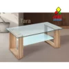 mesa centro cristal con bandeja inferior