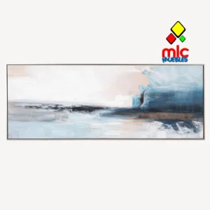 Cuadro óleo abstracto con marco de madera 160x60 cm horizontal moderno (29)