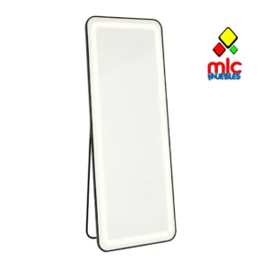 Espejo de pie con luz LED 160 cm cuerpo entero marco negro (1)