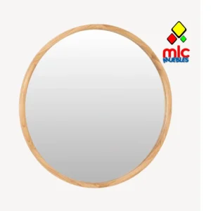 Espejo circular 90x90 cm madera maciza roble decorativo moderno (29)