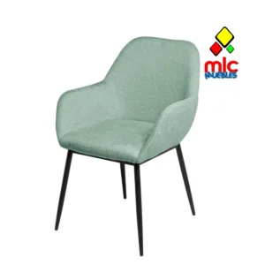 Silla ISABELLA menta tapizada con reposabrazos y patas metálicas (54)