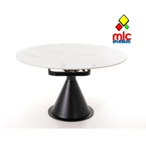 Mesa extensible porcelánico blanco rectangular redonda moderna (29)