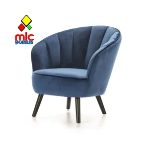 Butaca terciopelo SL-895 azul con patas de madera (67)