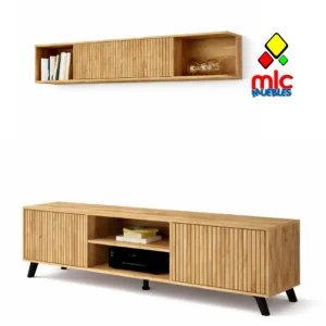 Mueble TV Solana con altillo 2 puertas en color mauvella rayas (35)
