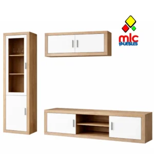 Apilable Modular Lara 01 de Salón con Vitrina y Mueble TV 240 cm (211)