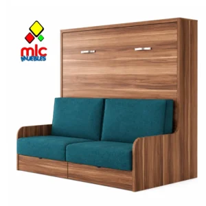 Cama abatible horizontal  de 150 x 190 con sofá Wallbed 08 para pared pladur con fondo de 34.5 cm (39)