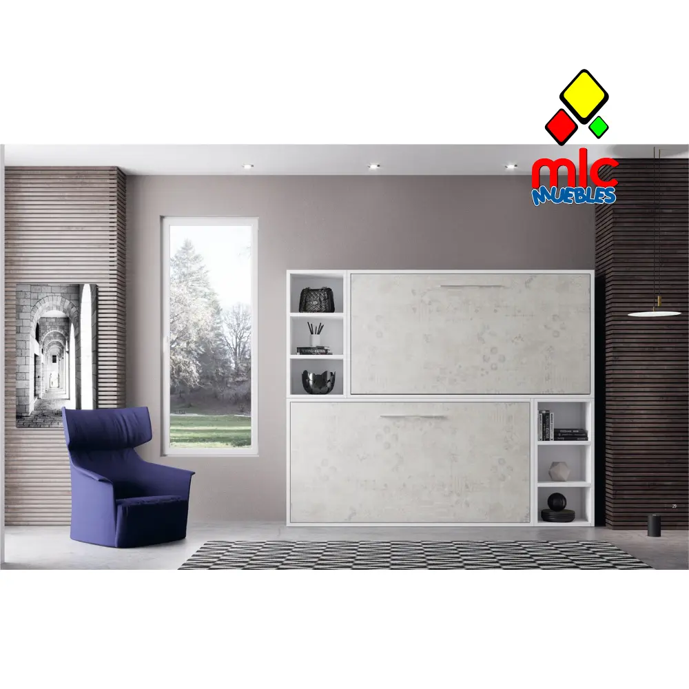 Cama litera horizontal 90cm x 190cm con estanteria 50cm Wallbed 14 (39) - Imagen 3