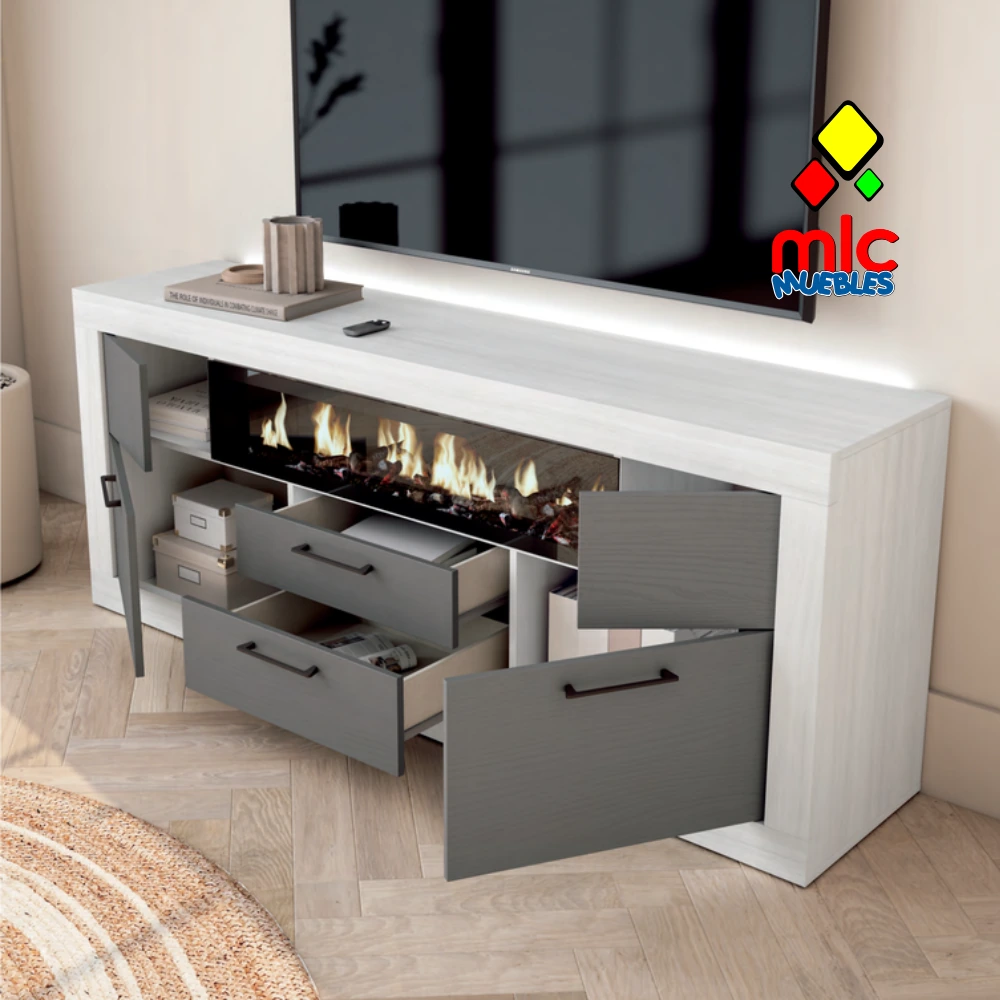 Mueble TV con chimenea LED decorativa (16) - 03_blanco