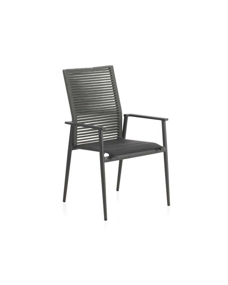SILLON ALUMINIO GRIS OSCURO RESPALDO TRENZADO CUERDA VERDE - Imagen 5