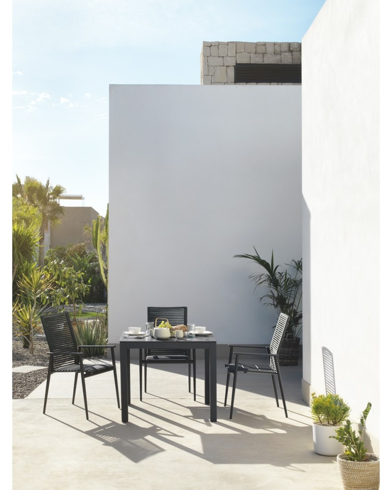 SILLON ALUMINIO GRIS OSCURO RESPALDO TRENZADO CUERDA VERDE - Imagen 4