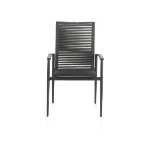 SILLON ALUMINIO GRIS OSCURO RESPALDO TRENZADO CUERDA VERDE