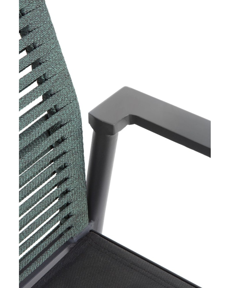 SILLON ALUMINIO GRIS OSCURO RESPALDO TRENZADO CUERDA VERDE - Imagen 3